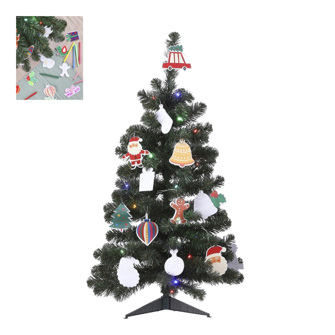 Black Box Trees Fay Kunstkerstboom met 30 Ornamenten en LED Verlichting - H90 cm - Groen