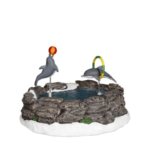 Luville - Jumping dolphins battery operated - l22xb20xh15cm - Kersthuisjes & Kerstdorpen
