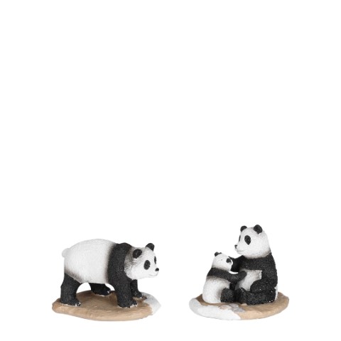 Luville - Panda family 2 stuks - l7xb5xh5cm - Kersthuisjes & Kerstdorpen