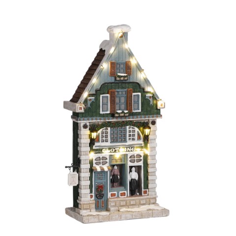 Luville - Clothing shop battery operated - l15,5xb8xh28cm - Kersthuisjes & Kerstdorpen