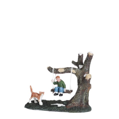 Luville - Frits on a swing - l10xb5xh8,5cm - Kersthuisjes & Kerstdorpen