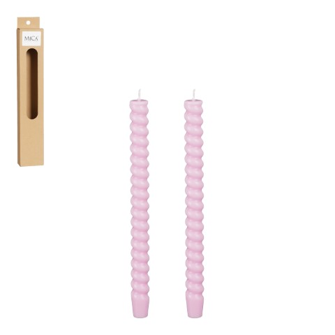 Twist dinerkaars roze 2 stuks - h28xd2,4cm - Mica Decorations