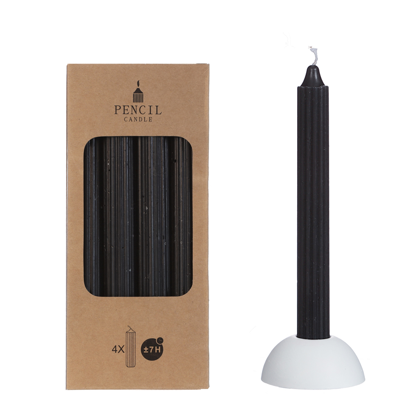 Pencil candle ribbel dinerkaars 4 stuks