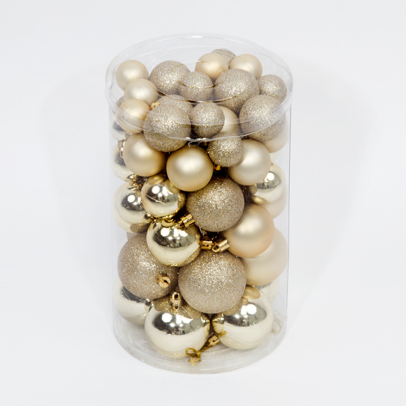 57 Onbreekbare kerstballen mix champagne classic - Oosterik Home