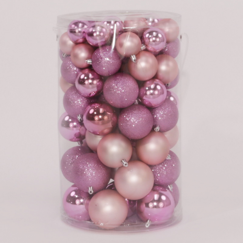 80 Onbreekbare kerstballen mix XL roze classic