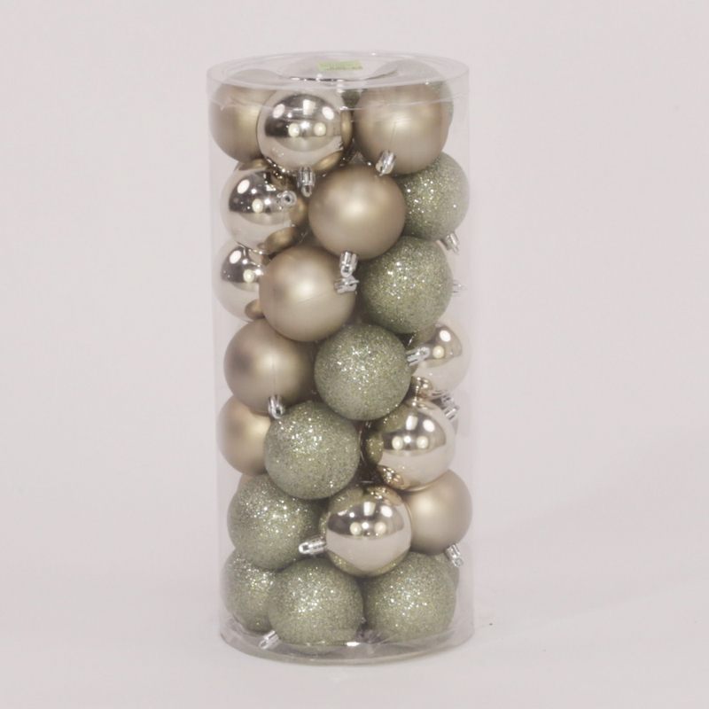 35 Onbreekbare kerstballen in koker diameter 6 cm grijs classic - Oosterik Home