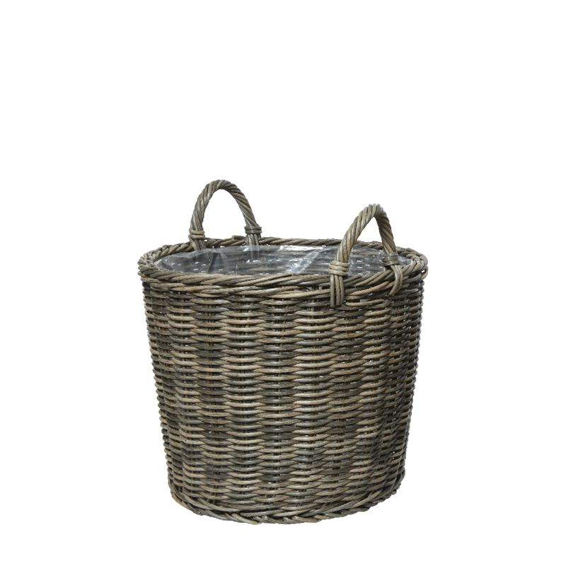 Camille Planter L Wicker Grijs