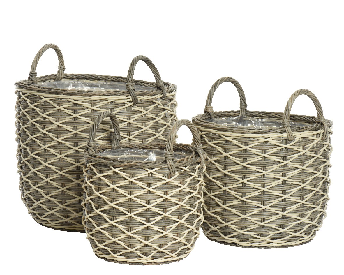 Duncan Planter M Wicker Bucket Grijs