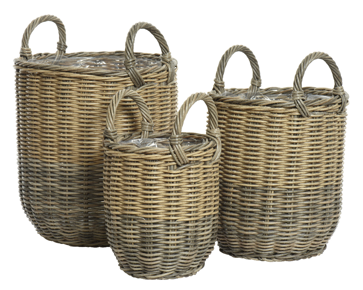 Daisy Planter S Wicker Bucket Grijs