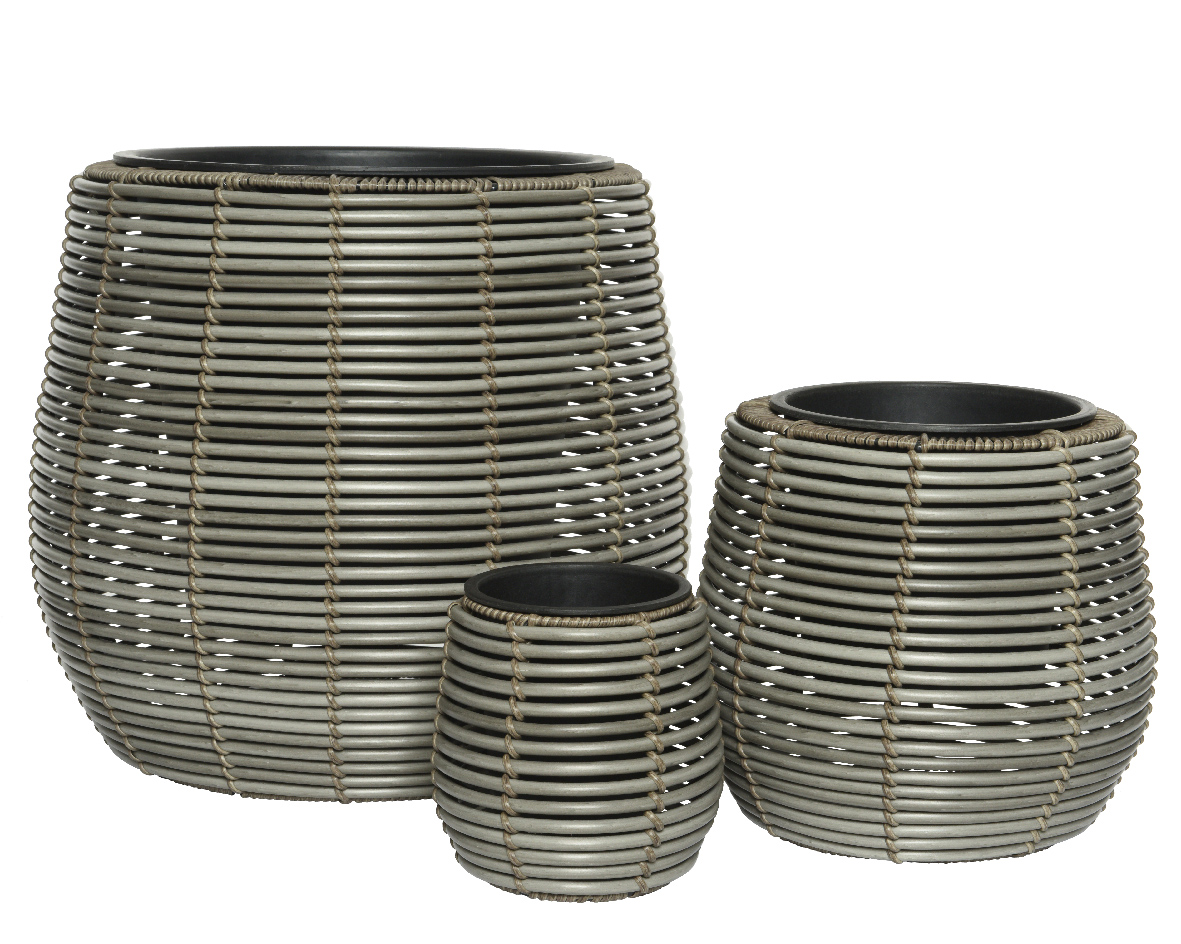 Jolie Planter L Wicker Egg Donkergrijs