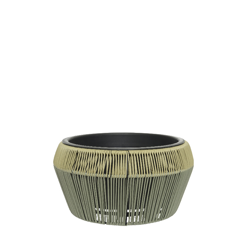 Ruby Planter S Wicker Tapered Low Groen