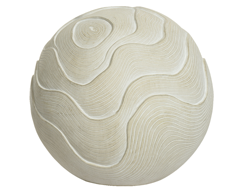 Standbeeld Fiberclay clayfibre Bal Wave Gebroken wit
