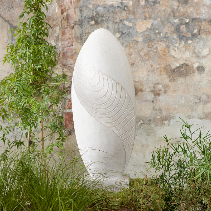 Standbeeld Fiberclay clayfibre Oval Gebroken wit