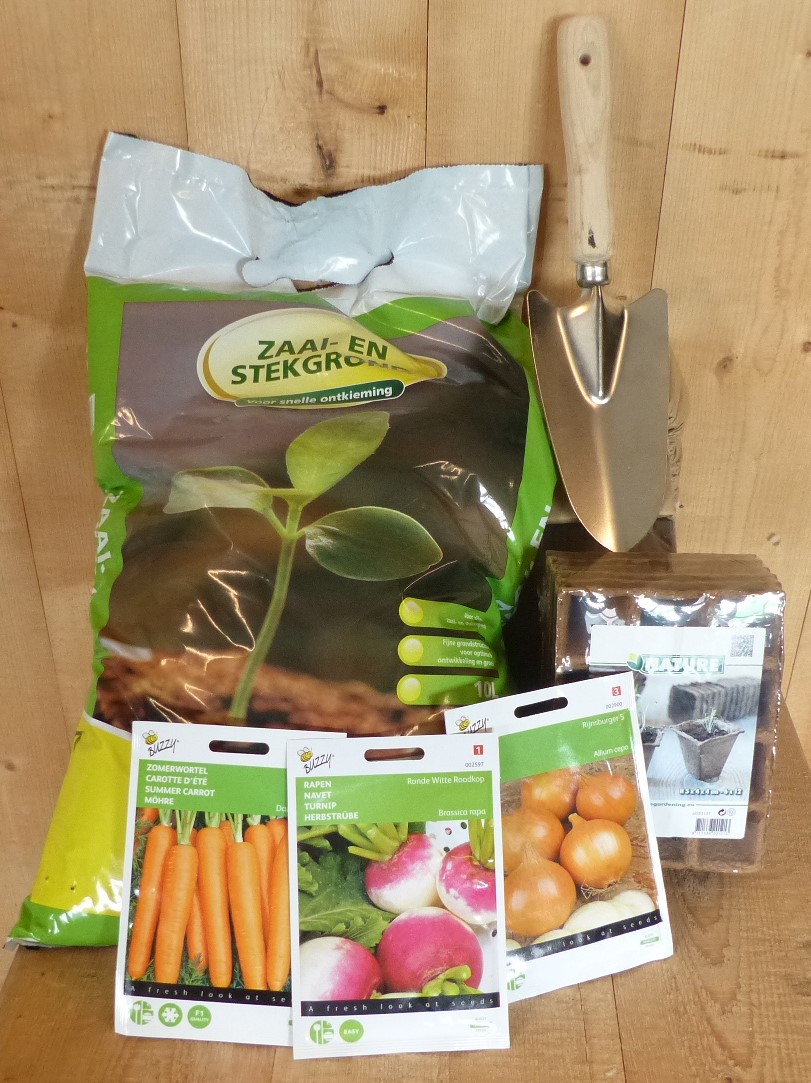 Cadeaupakket zaden moestuinpakket wortels, radijsjes en uien - Warentuin Mix