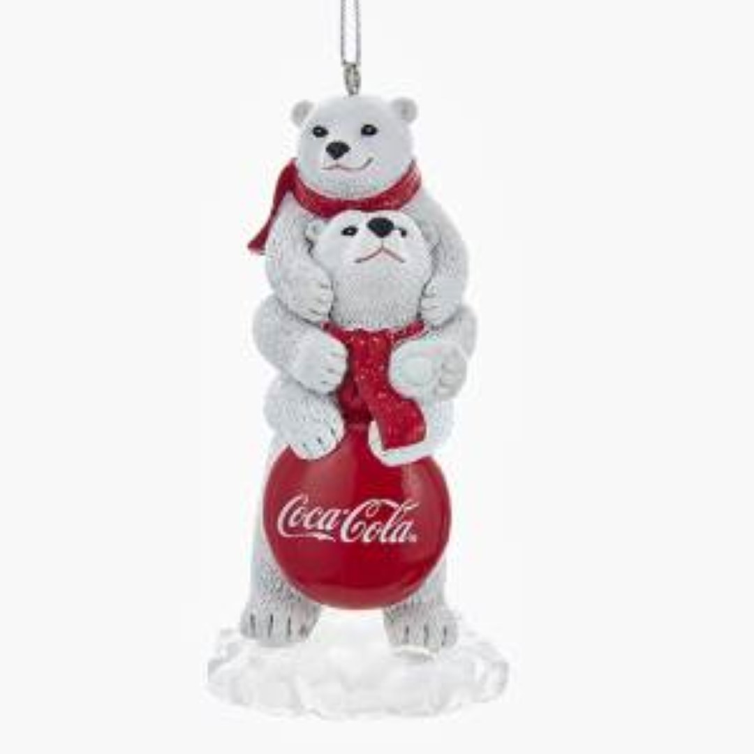 Two Bears and Coca Cola Sign Resin 3.5 Inch